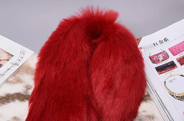 UGG Red Silver Faux Fur Sequined Band Scarve 7