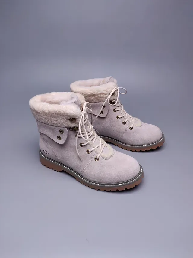 UGG शियरलिंग-लाइन्ड सूड लेस-अप एन्कल बूट 4