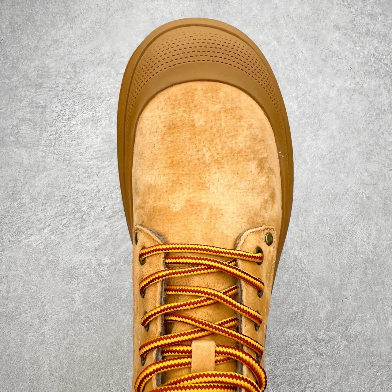 UGG Tan Suede Shearling-Collar Platform Work Boot 6