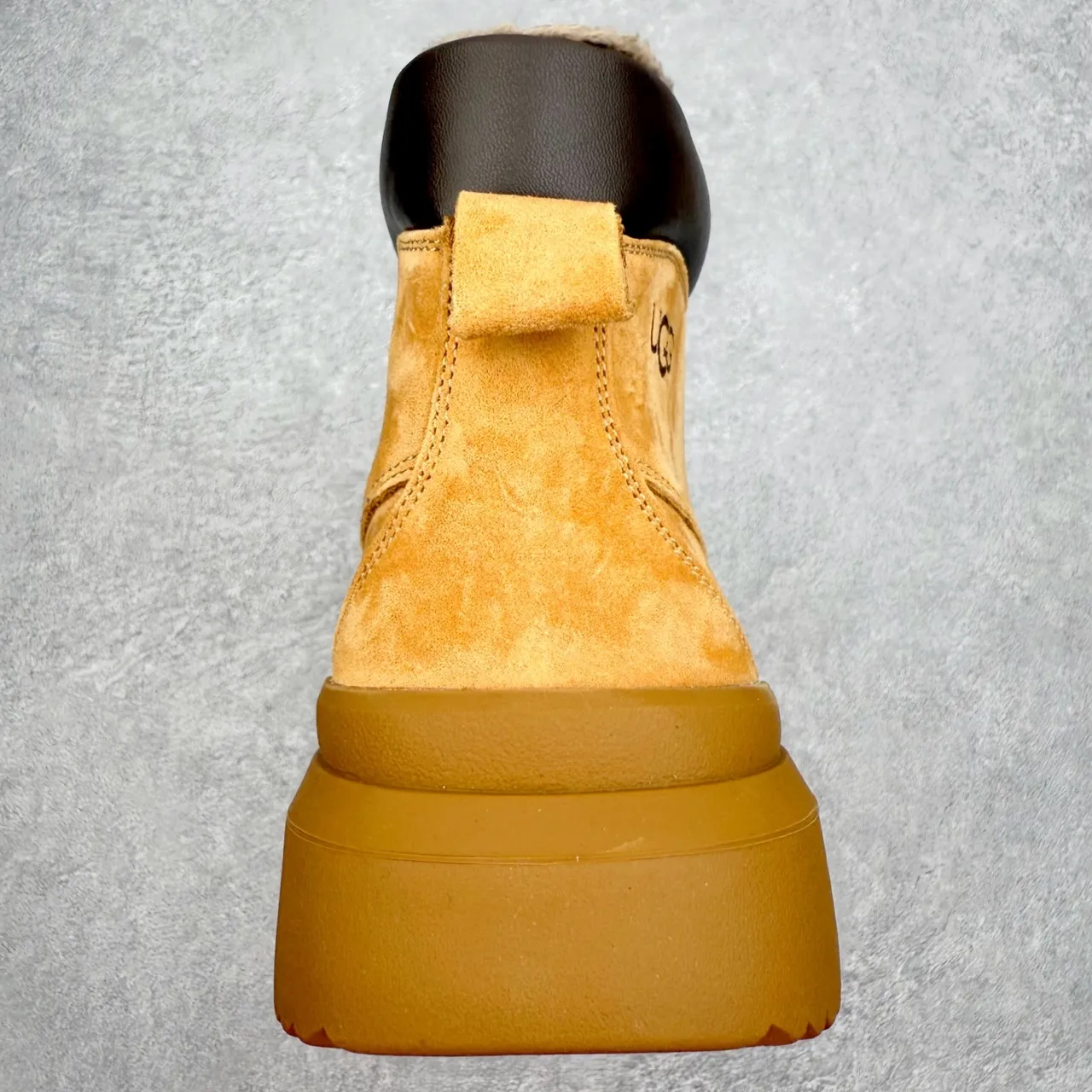 UGG Tan Suede Shearling-Collar Platform Work Boot 7