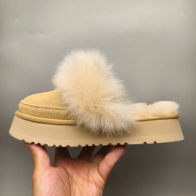 UGG Tasman Beige Shearling-Trimmed Platform Slippers 7