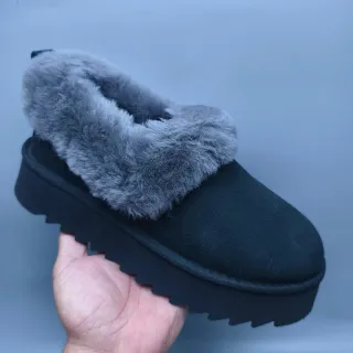 UGG Tasman أسود رمادي منصة كعب مبطن شيرلينج كم أحذية كاجUAL