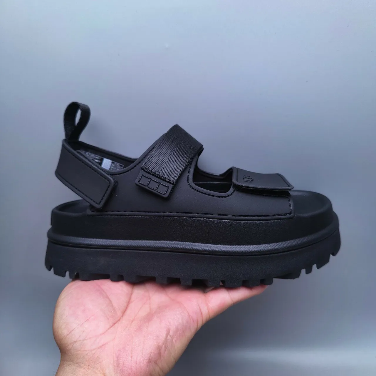 UGG Tasman Black Platform Sole Dual Strap Closure Casual Sandals 3