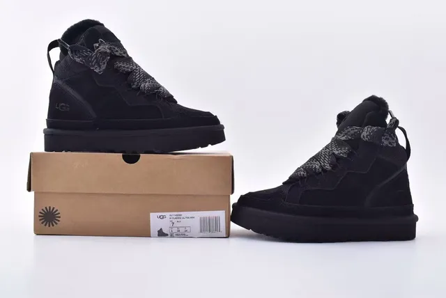 UGG Tasman Black Suede Shearling-Lined Snow Boots 9