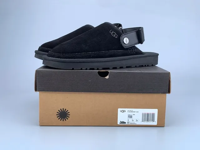 UGG Tasman Black Suede Strap Slippers 9