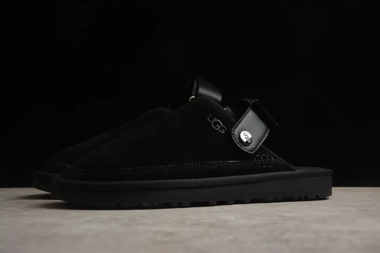 UGG Tasman Black Suede Strap Slippers 21