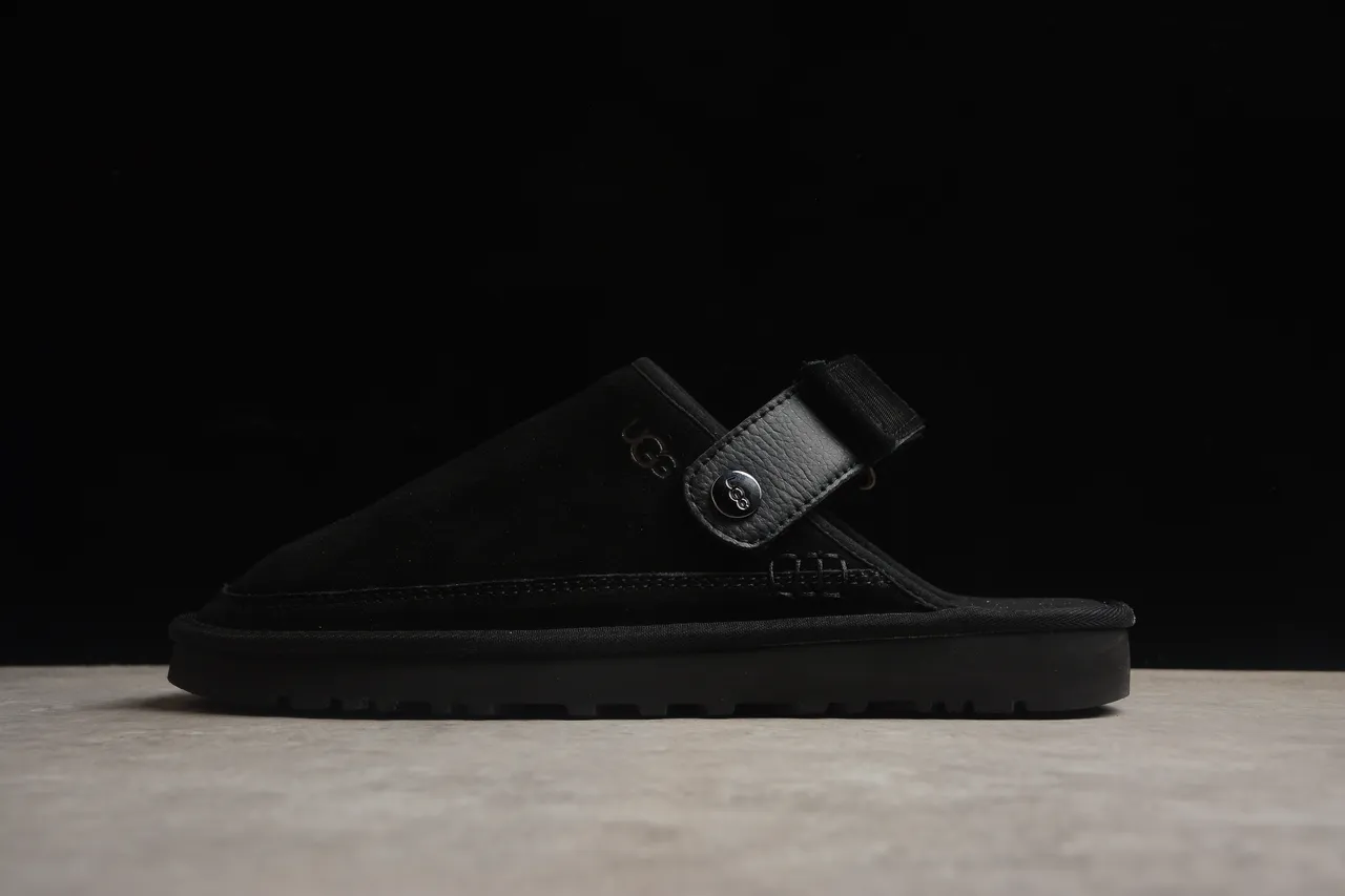 UGG Tasman Black Suede Strap Slippers 22