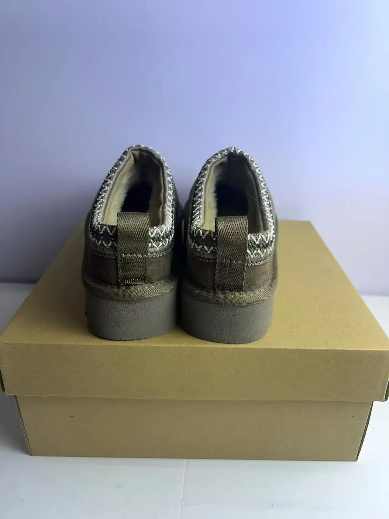 UGG Tasman Brown Multicolor Suede Upper Woven Trim Collar Casual Shoes 5
