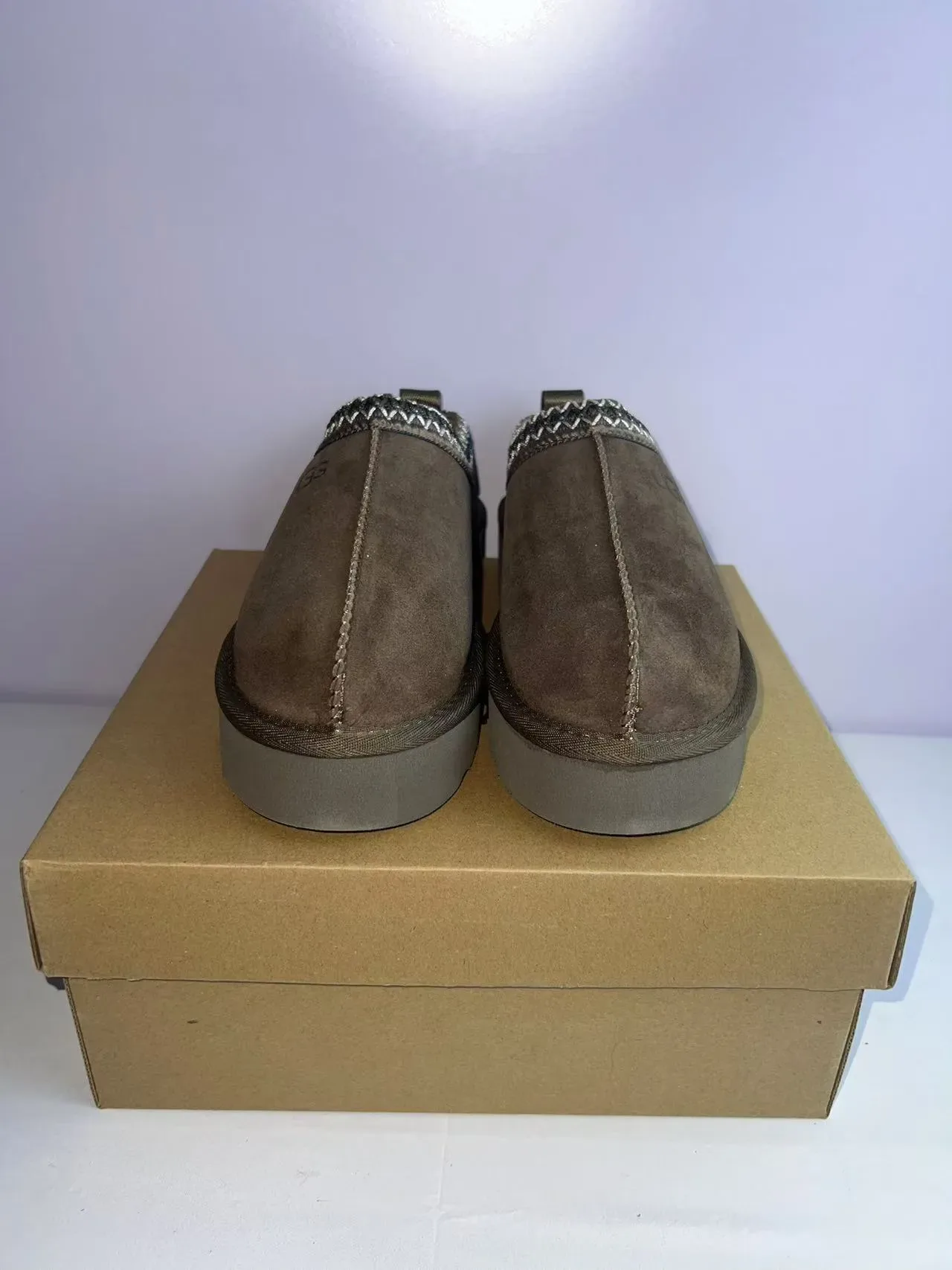 UGG Tasman Brown Multicolor Suede Upper Woven Trim Collar Casual Shoes 6