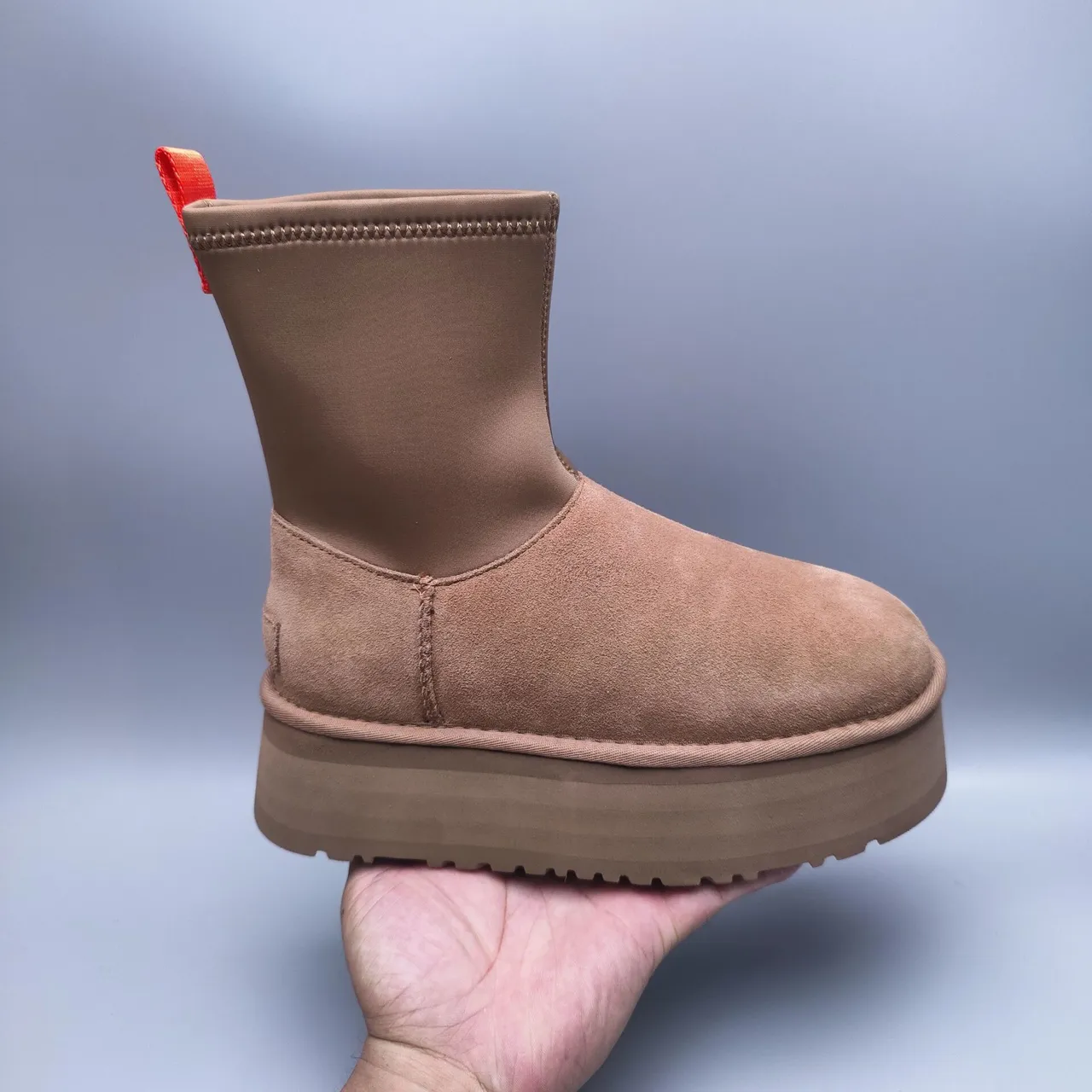 UGG Tasman Brown Red Platform Sole Elastic Knit Collar Snow Boots 3