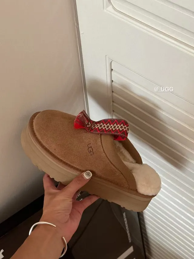 UGG Tasman Brown Red Suede Upper Shearling-Lined Slippers 3