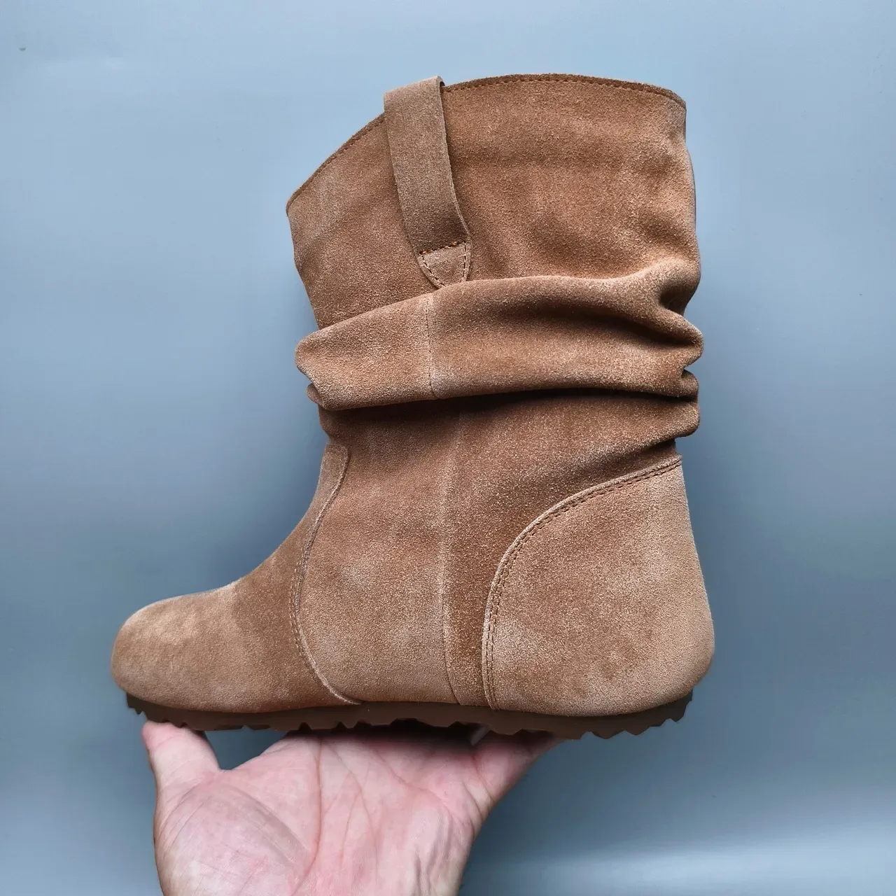 UGG Tasman Brown Slouchy Fold-Down Shaft Suede-Like Texture Ankle Boots 4