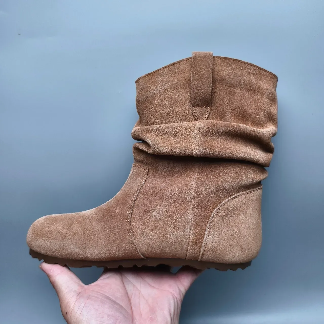 UGG Tasman Brown Slouchy Fold-Down Shaft Suede-Like Texture Ankle Boots 7
