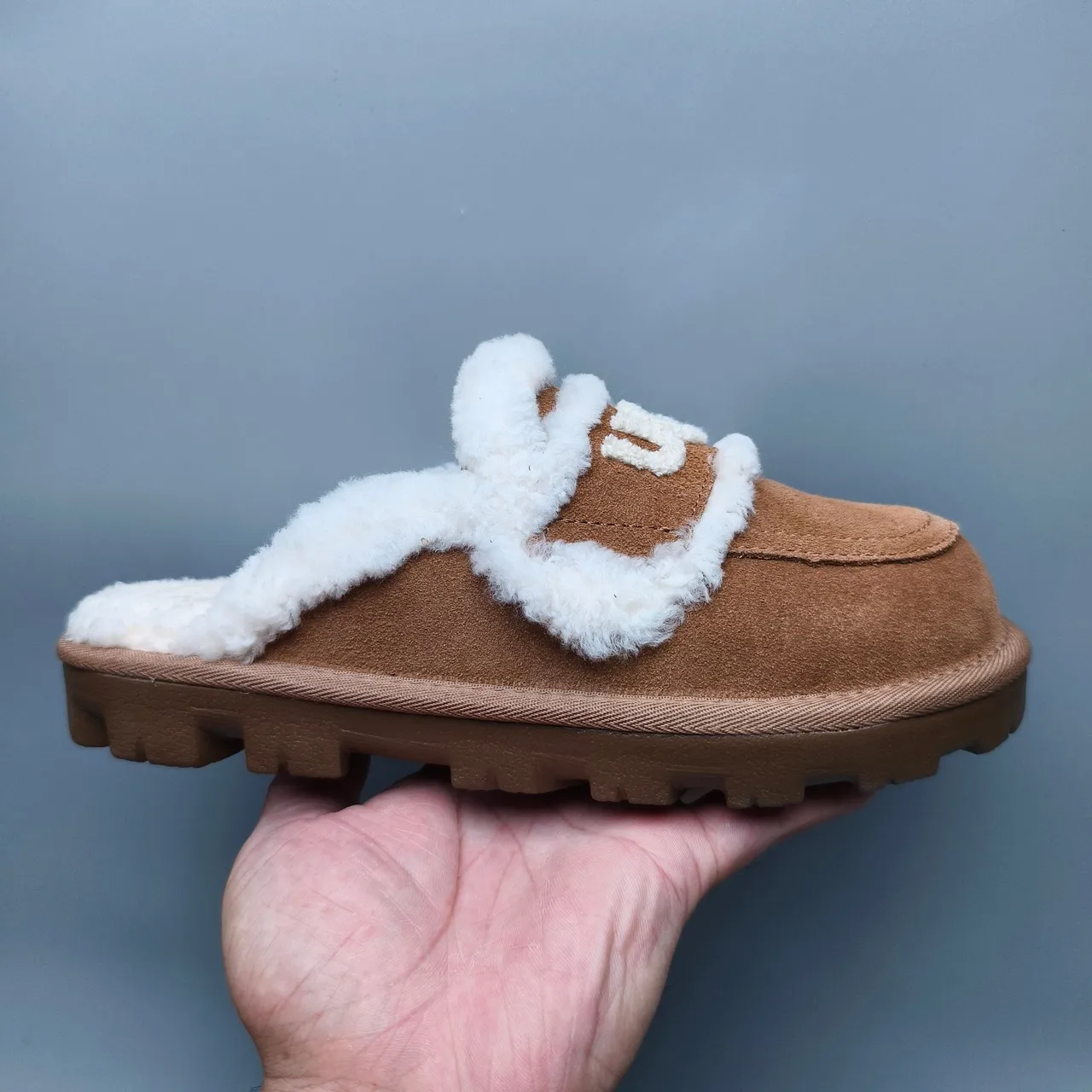 UGG Tasman Brown White Shearling-Trimmed Suede Upper Casual Shoes 2
