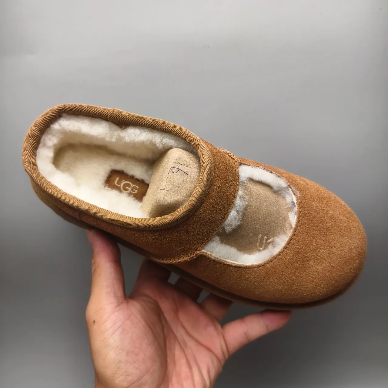 UGG Tasman Brown White Suede Upper Shearling-Lined Mary Jane Shoes 3