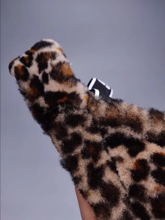 UGG Tasman Leopard Print Plush Faux Fur Slippers 4