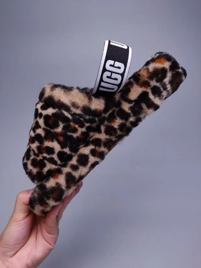 UGG Tasman Leopard Print Plush Faux Fur Slippers 5
