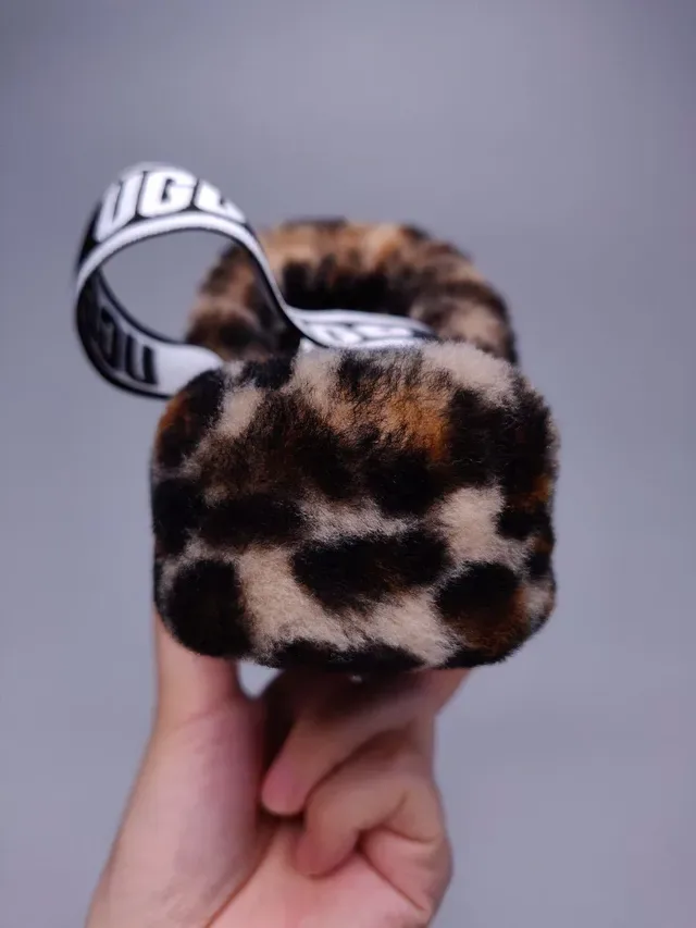 UGG Tasman Leopard Print Plush Faux Fur Slippers 7