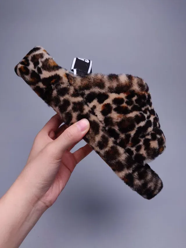 UGG Tasman Leopard Print Plush Faux Fur Slippers 9