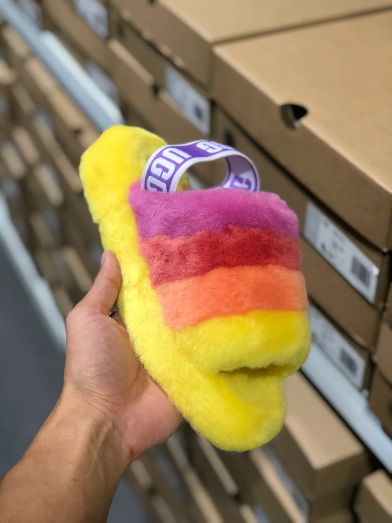 UGG Tasman Multicolor Striped Fuzzy Slippers 6