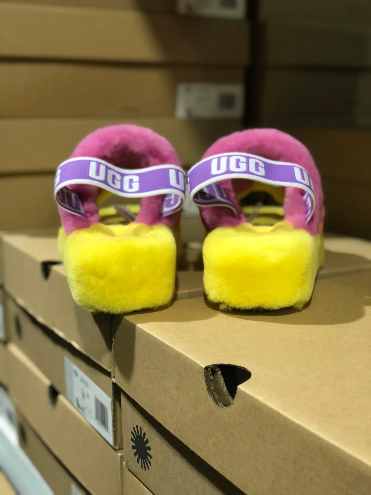 UGG Tasman Multicolor Striped Fuzzy Slippers 8