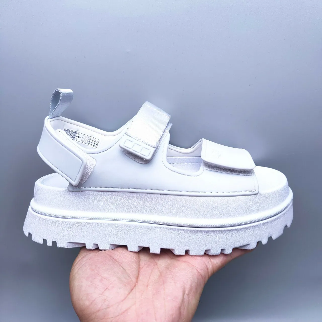 UGG Tasman Sandal blanc argenté plateforme épaisse double bride sandales casuales 2