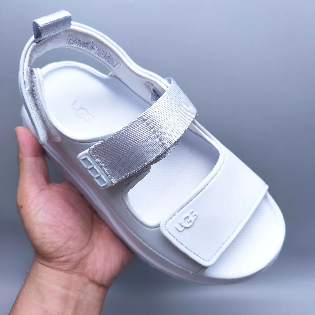 UGG Tasman Sandal blanc argenté plateforme épaisse double bride sandales casuales 3