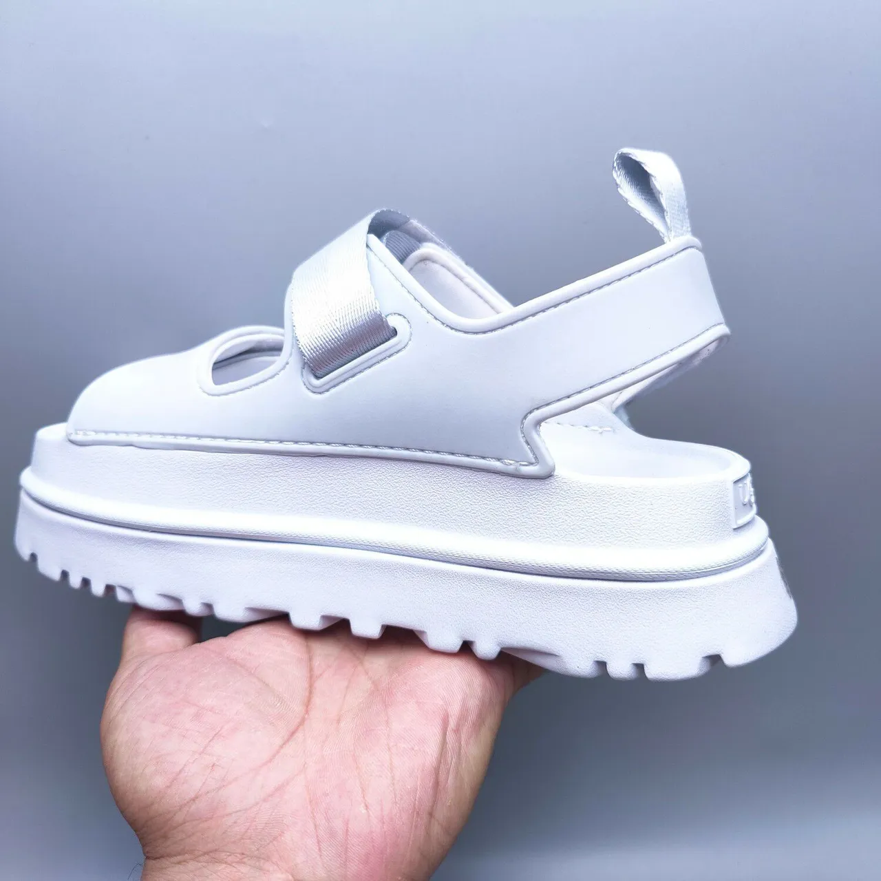 UGG Tasman Sandal blanc argenté plateforme épaisse double bride sandales casuales 5