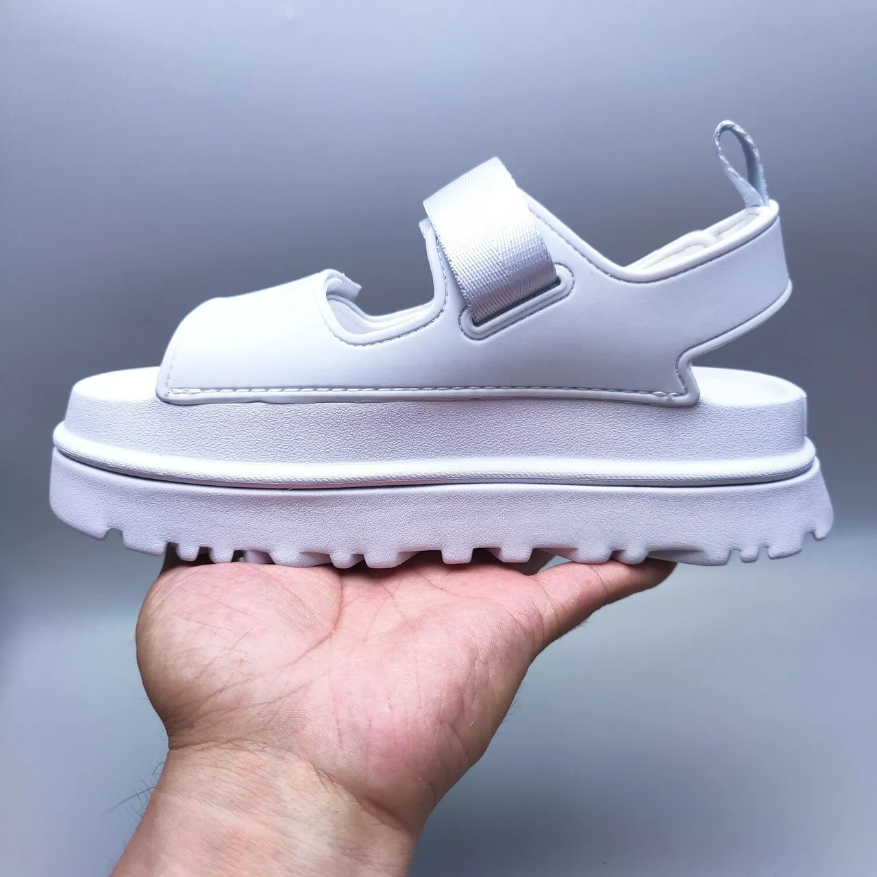 UGG Tasman Sandal blanc argenté plateforme épaisse double bride sandales casuales 7