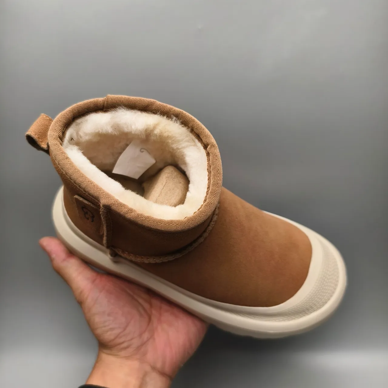 UGG Ultra Mini Tan Suede Shearling-Lined Chunky Platform Snow Boot 3