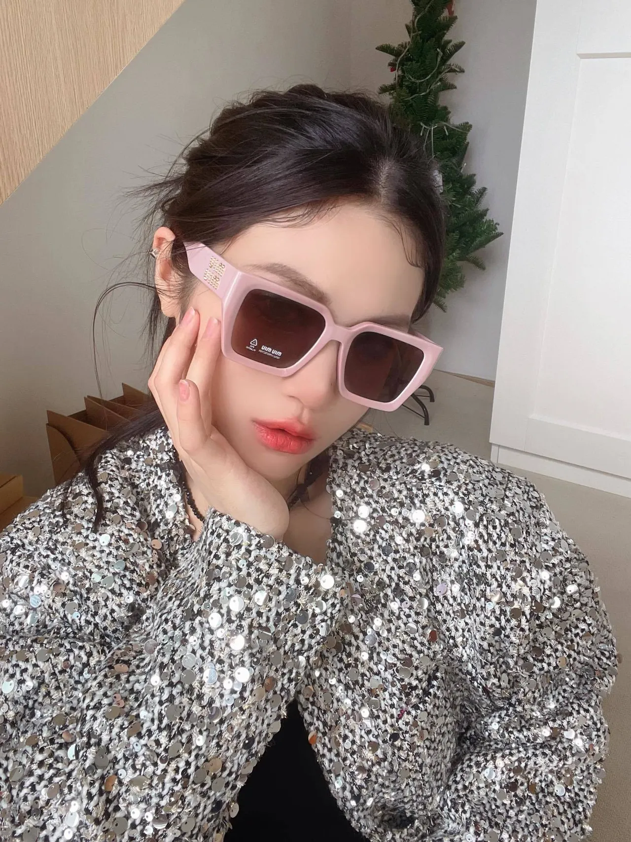 UMA WANG نظارات شمسية كبيرة الحجم مربعة بنية أسيتات 6