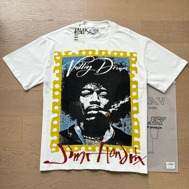 تي شيرت أبيض بطباعة جرافيك Vale Forever Jimi Hendrix Valley Dreams 3