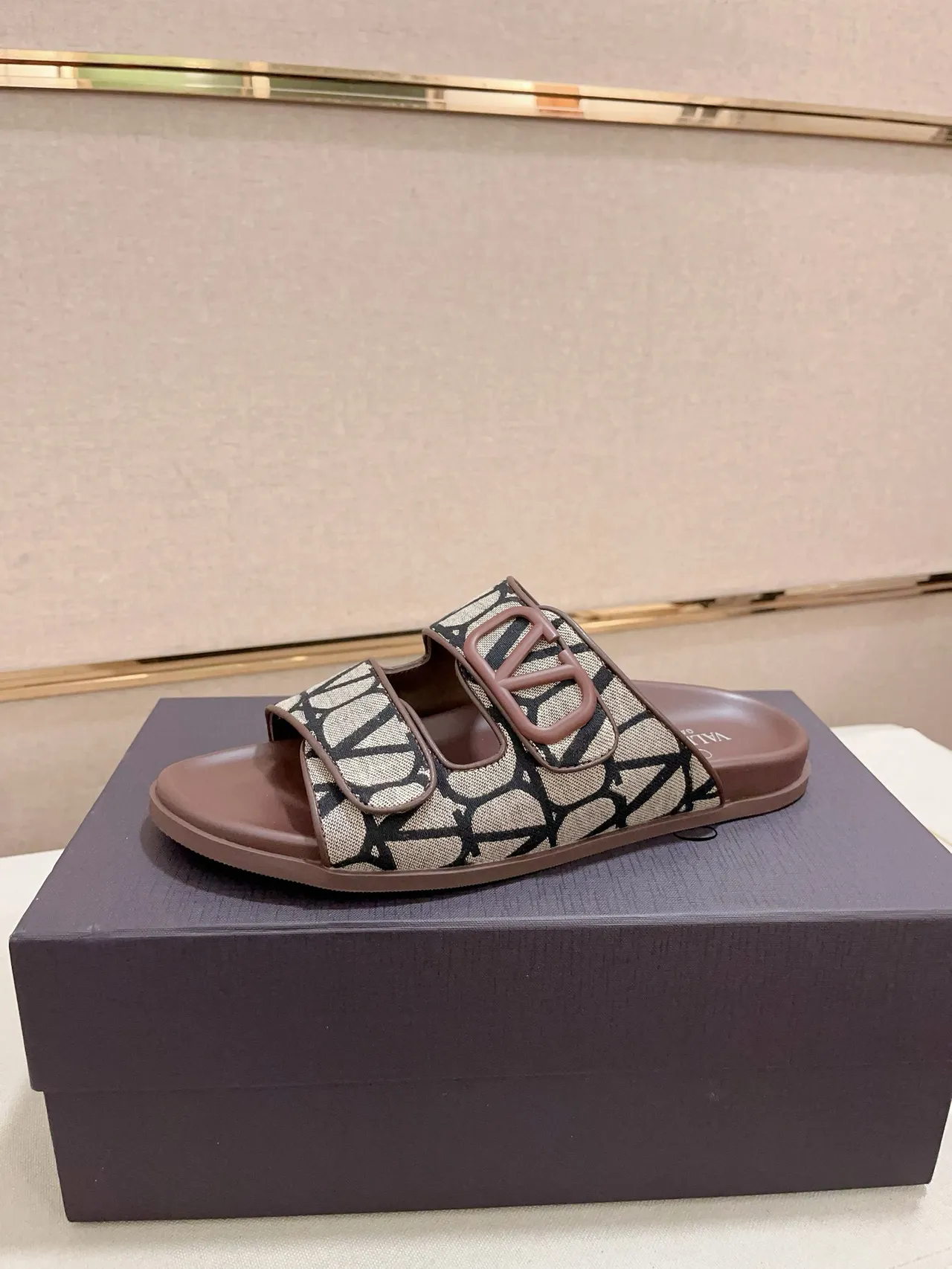 Valentino Black Multicolor Double-Strap VLogo Buckle Slippers 15