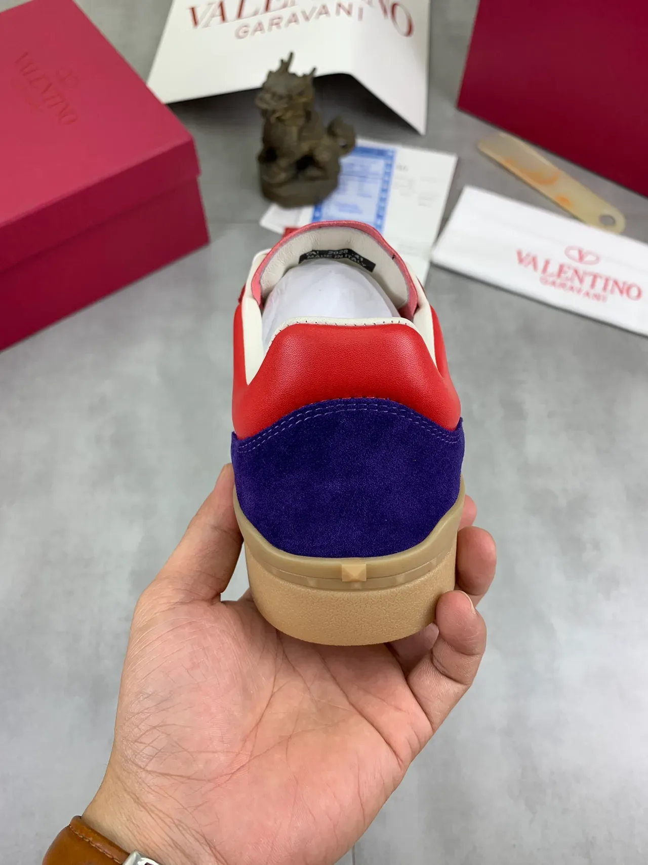 Valentino Color-Blocked Suede and Leather Lifestyle Sneakers 3