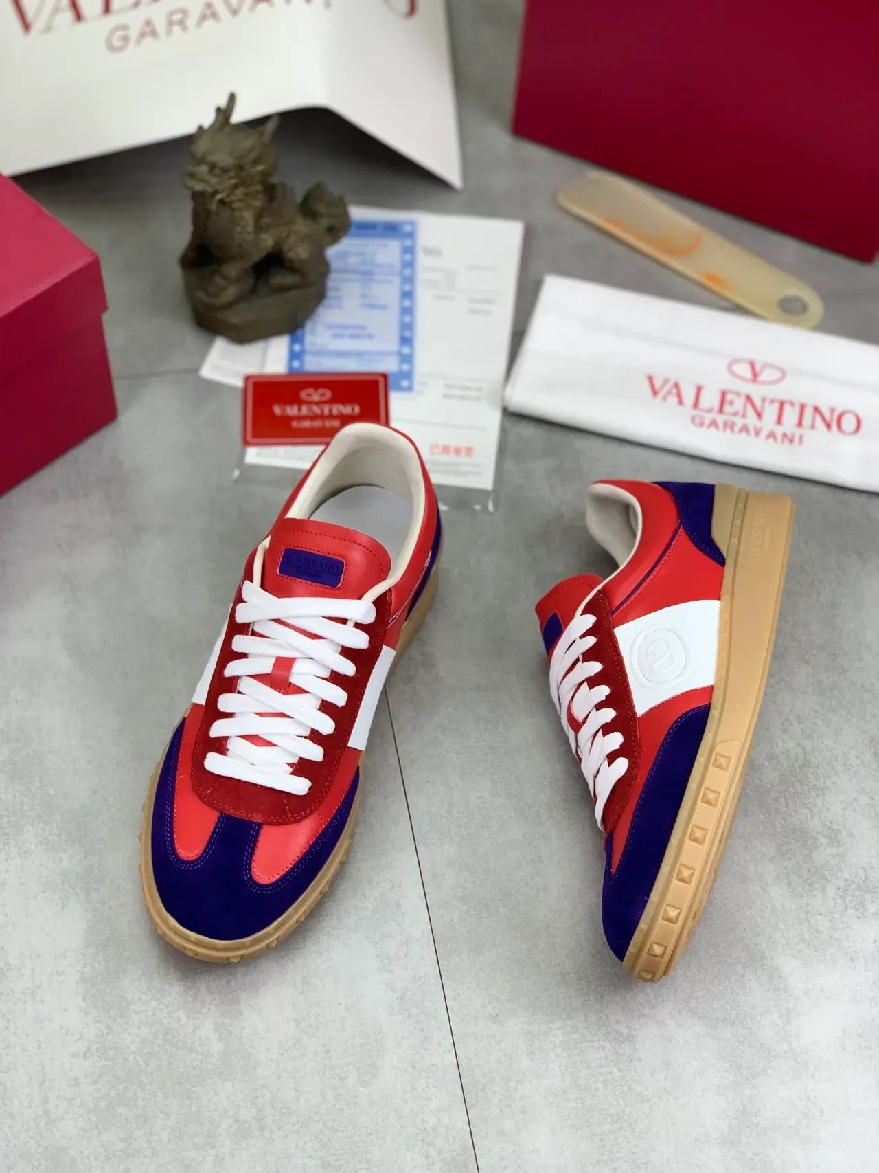 Valentino Color-Blocked Suede and Leather Lifestyle Sneakers 5