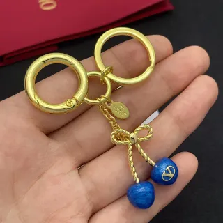 Valentino Gold Blue Metal Enamel Cherries Bracelet