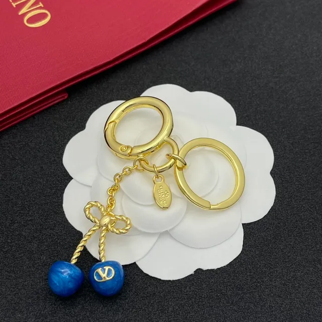 Valentino Bracelet Or Bleu Métal Émail Cerises 4