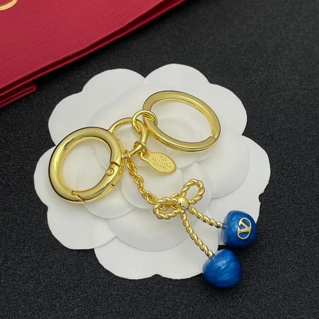 Valentino Bracelet Or Bleu Métal Émail Cerises 5