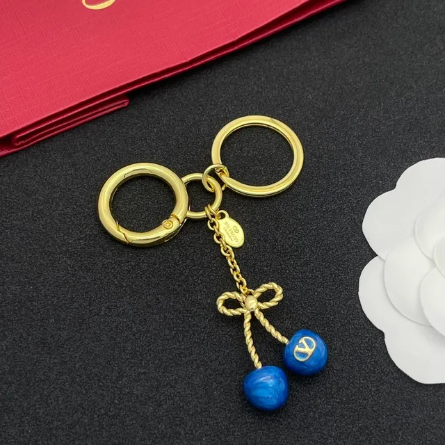 Valentino Bracelet Or Bleu Métal Émail Cerises 6