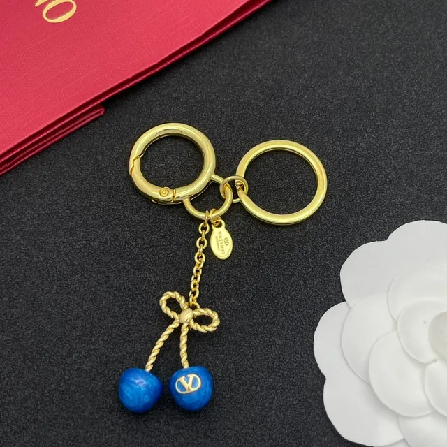 Valentino Bracelet Or Bleu Métal Émail Cerises 8