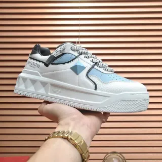 Valentino One Stud Platform Sneaker White Light Blue Black Lifestyle Sneakers