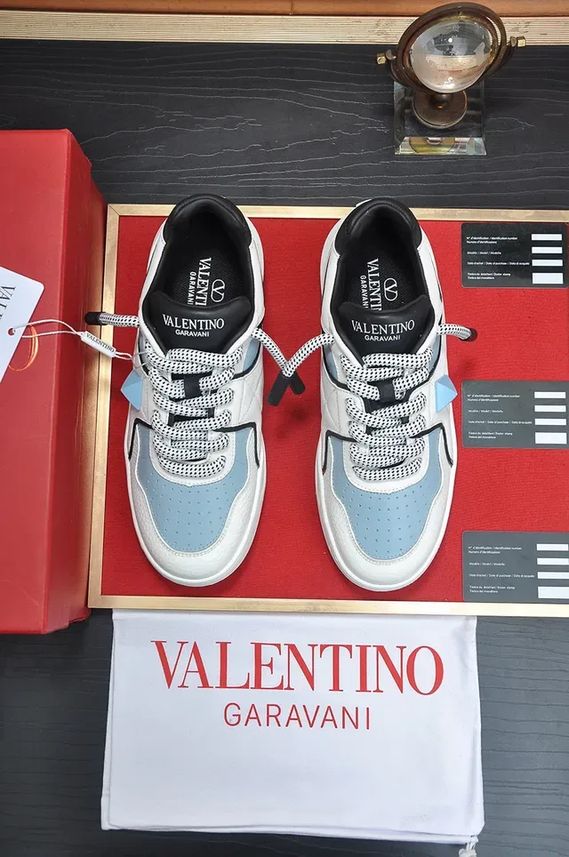 Valentino One Stud Platform Sneaker White Light Blue Black Lifestyle Sneakers 9