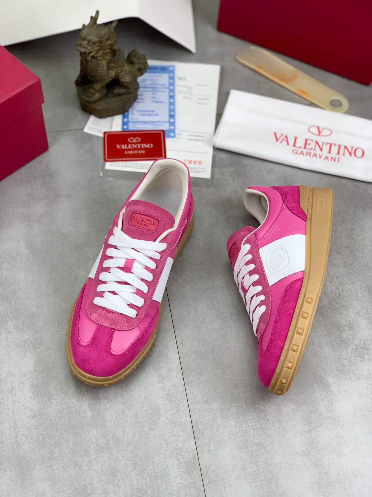 Valentino Sneakers Lifestyle en Suède et Cuir Rose 5