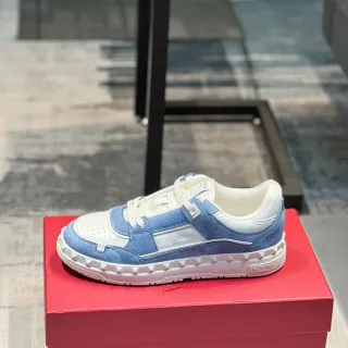 Valentino Rockstud أحذية سنيكرز أسلوب حياة أزرق وأبيض جينز جلد