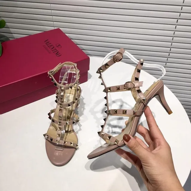 Valentino Rockstud Nude Studded Gladiator Stilettos 4