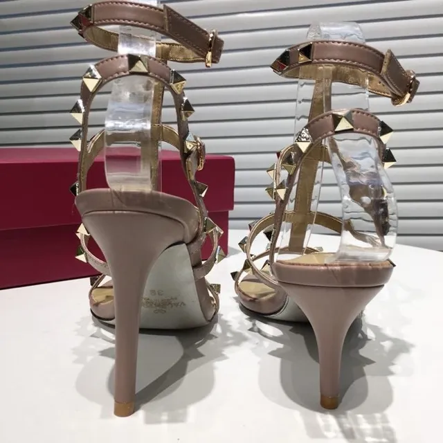 Valentino Rockstud Nude Studded Gladiator Stilettos 7