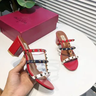 Valentino Rockstud Red White Navy Studded Gladiator Sandals