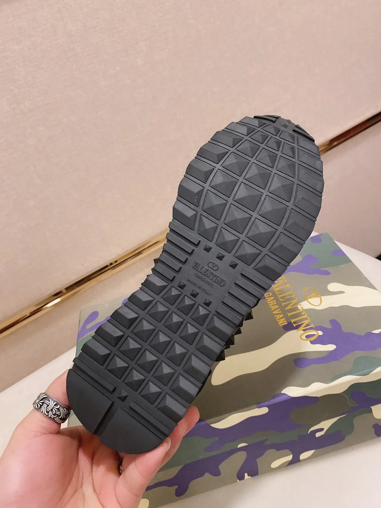 Valentino Rockstud Studded Black Leather Suede Lifestyle Sneaker 2