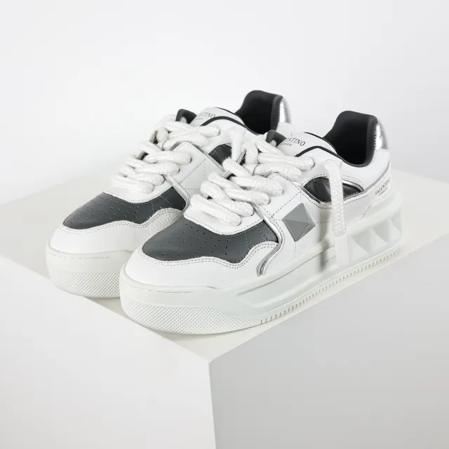 Valentino Rockstud White and Black Platform Lifestyle Sneakers 2