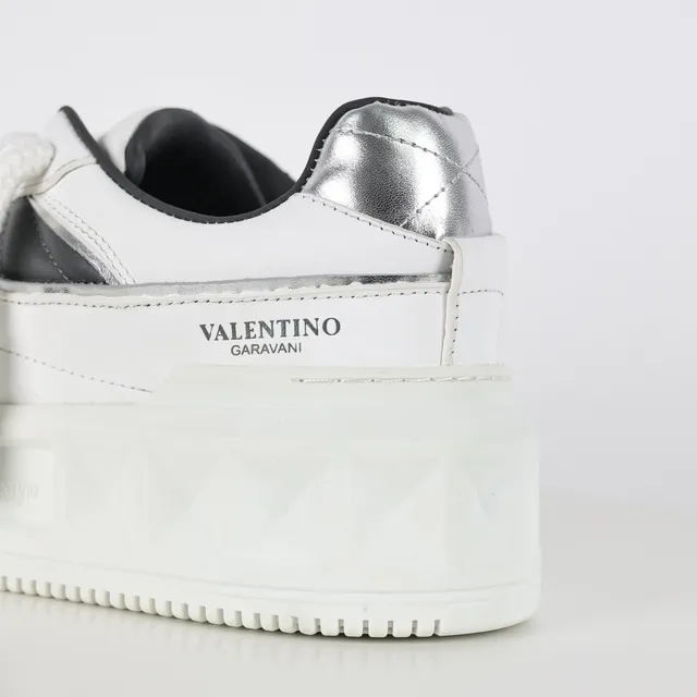 Valentino Rockstud White and Black Platform Lifestyle Sneakers 4